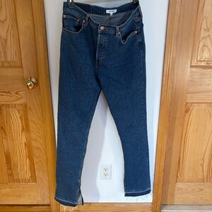 Re/Done Originals high-rise jeans in a classic medium-blue wash. Size:31